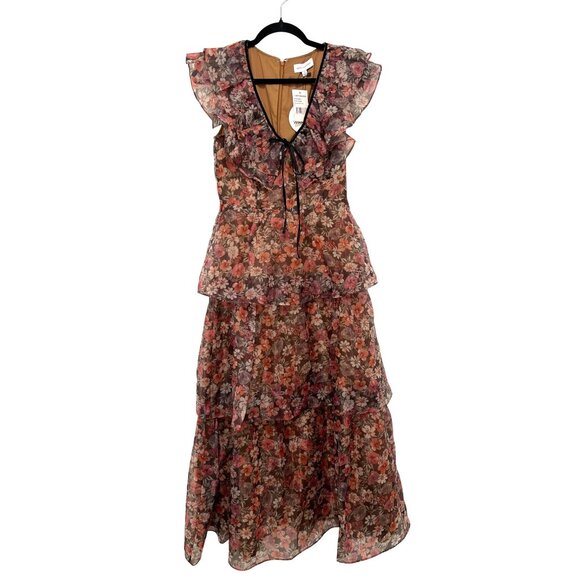 Lost + Wander Floral Tiered Chiffon Maxi Dress Size Small NWT - Picture 5 of 9
